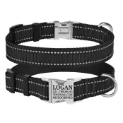 Нашийник нейлоновий BronzeDog Active для собак, з світловідображення, 25 мм / 35-45 см, чорний, 34Т