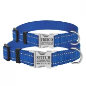 Нашийник нейлоновий BronzeDog Active для собак, з світловідображення, 16 мм / 25-33 см, синій, 32Т