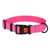 Нашийник нейлоновий BronzeDog Active для собак, з світловідображення, 25 мм / 43-66 см, рожевий, 53т