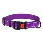 Нашийник нейлоновий BronzeDog Active для собак, з світловідображення, 25 мм / 43-66 см, фіолетовий, 53т