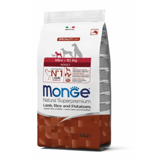 Сухой корм MONGE DOG Mini Adult ягненок/рис/картофель, 2.5 кг