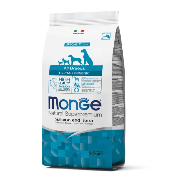 Сухой корм MONGE DOG All breeds Hypoallergenic лосось с тунцом, 2.5 кг