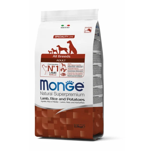 Сухой корм MONGE DOG All breeds Adult ягненок с рисом, 2.5 кг
