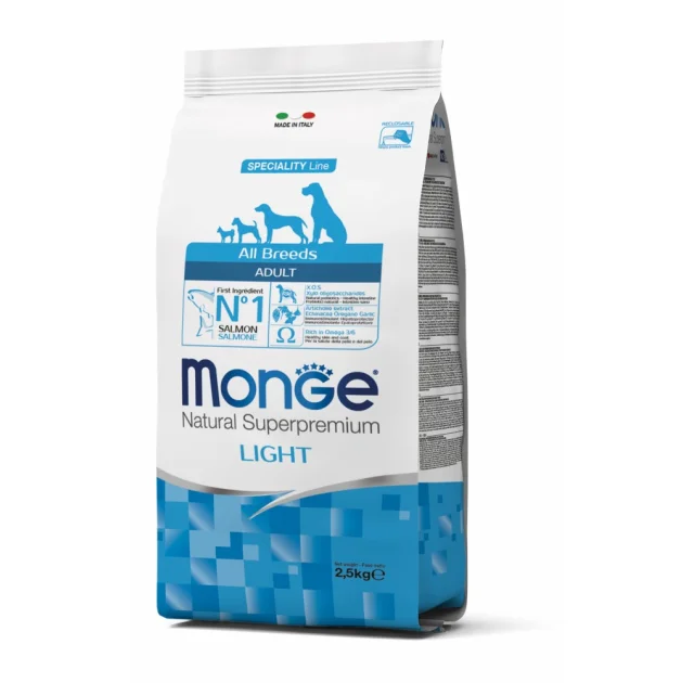 Сухой корм MONGE DOG All breeds Adult Light лосось с рисом, 15 кг