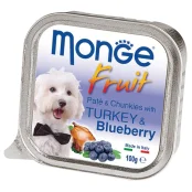 Вологий корм MONGE DOG FRUIT з індичкою і чорницею, 100 г