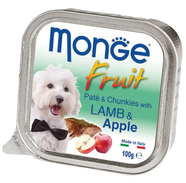 Влажный корм MONGE DOG FRUIT с ягненком и яблоком, 100 г