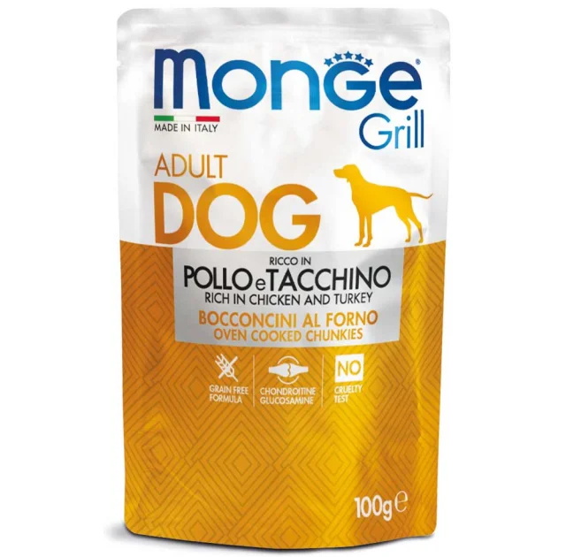 Влажный корм MONGE DOG GRILL курица с индейкой, 100 г