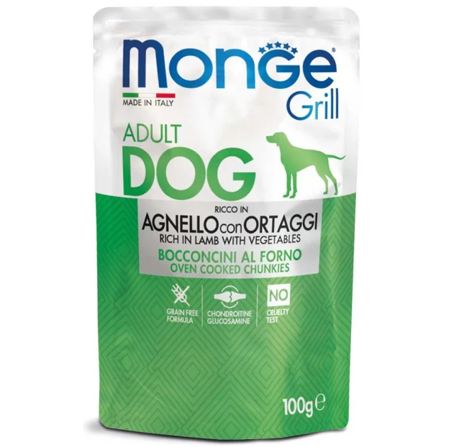 Влажный корм MONGE DOG GRILL с ягненком и овощами, 100 г