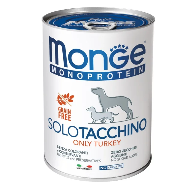 Влажный корм MONGE DOG SOLO 100% индейка, 400 г