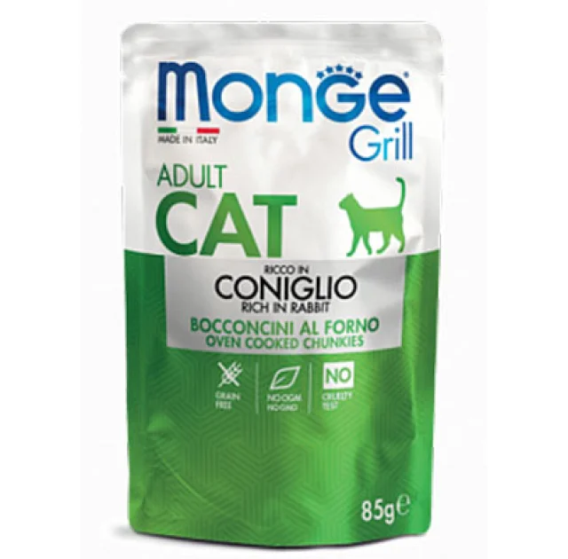 Влажный корм MONGE CAT GRILL Adult кролик, 85 г