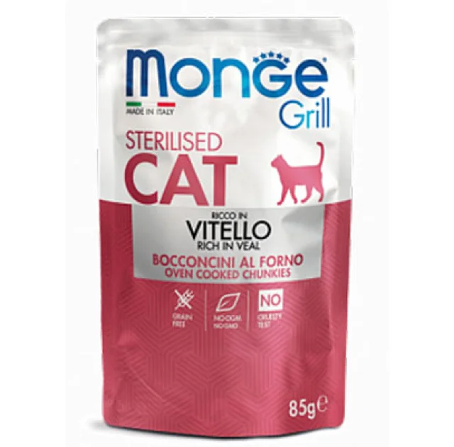 Влажный корм MONGE CAT GRILL Sterilised телятина, 85 г