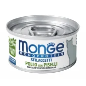 Влажный корм MONGE CAT MONOPROTEIN мясные хлопья курица с горошком, 80 г
