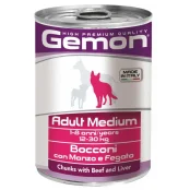 Вологий корм GEMON DOG WET Medium Adult шматочки з яловичиною і печінкою 0,415 кг