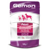 Вологий корм GEMON DOG WET Adult шматочки з яловичиною і шинкою 0,1 кг