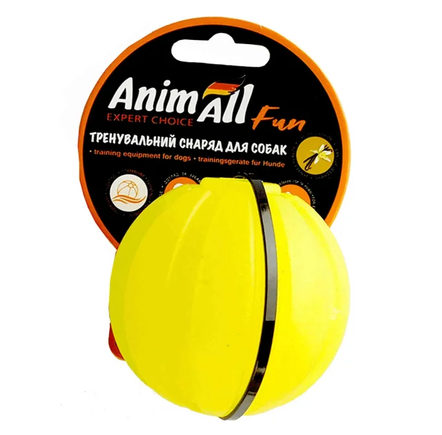 Игрушка AnimAll Fun тренировочный мяч для собак, 7 см, желтая