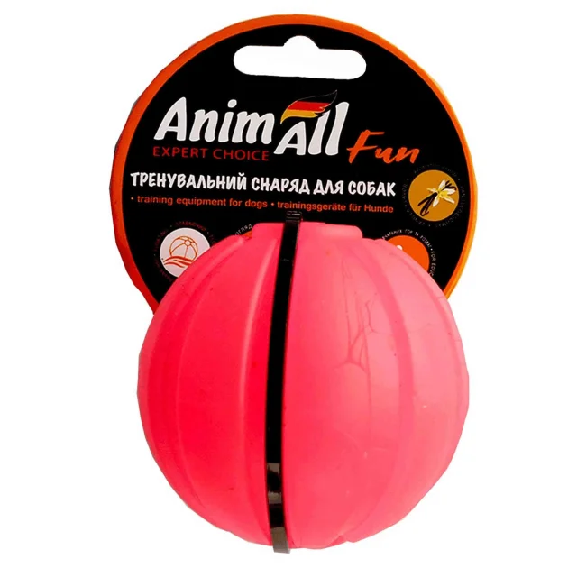 Игрушка AnimAll Fun тренировочный мяч для собак, 7 см, коралловая