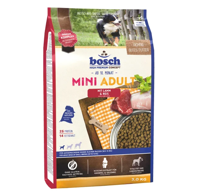 Сухий корм Bosch HPC Mini Adult з ягням і рисом, для собак, 3 кг