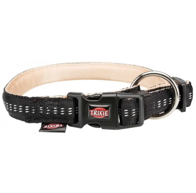 Ошейник Trixie Softline Elegance XS-S двухслойный, 25-35 см х 15 мм, черно-бежевый