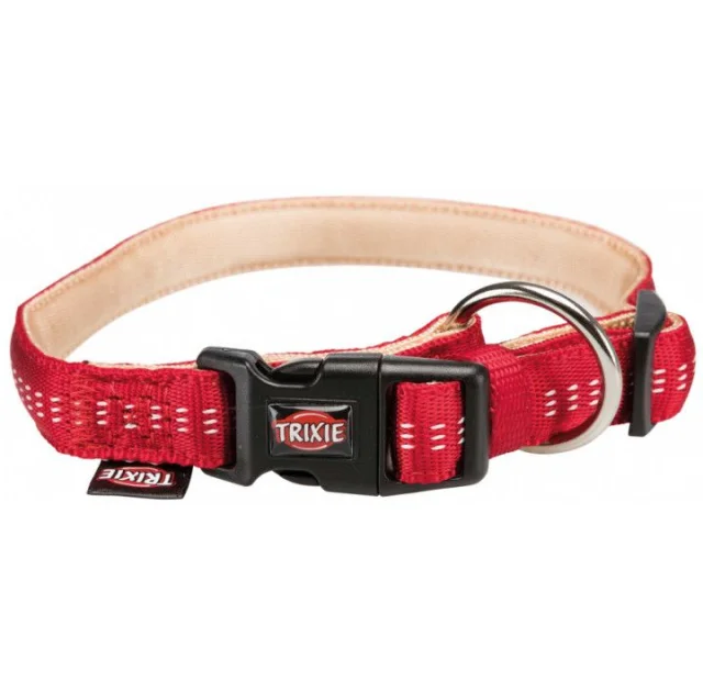 Ошейник Trixie Softline Elegance XS-S двухслойный, 25-35 см х 15 мм, красно-бежевый
