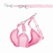 Поводок + шлея + желетка Trixie для собак, нейлон, 26х34 см х 10 мм х 2 м, розовый
