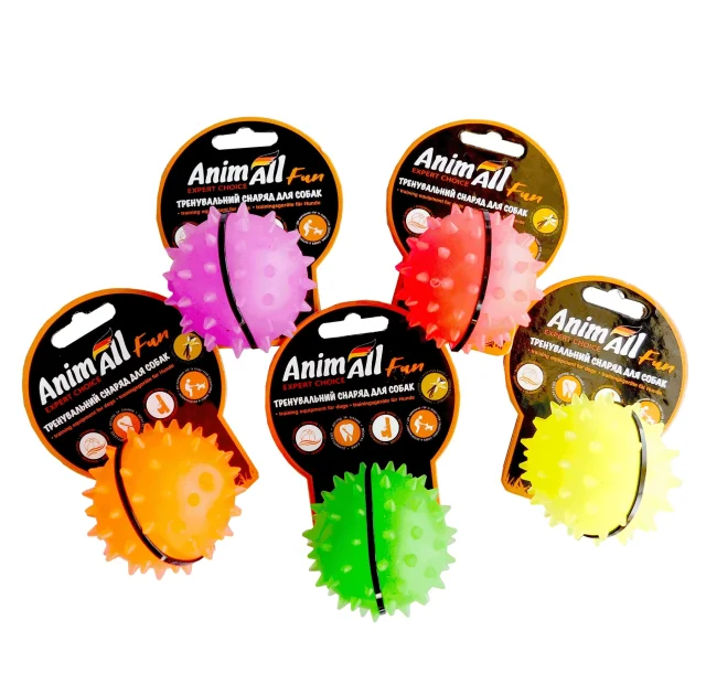 Игрушка AnimAll Fun мяч каштан для собак, 7 см, коралловая