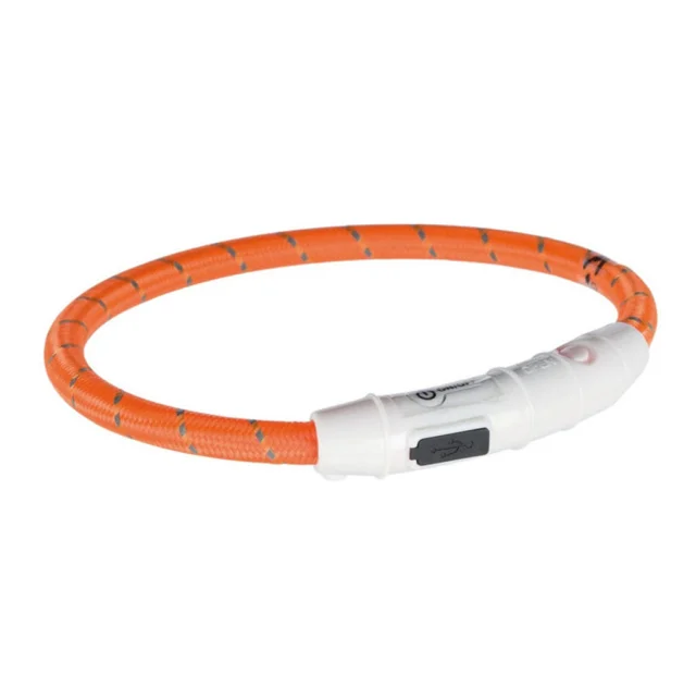 Ошейник Trixie Flash Light USB ML светящийся, с отражающей полосой, 45 см х 7 мм, оранжевый