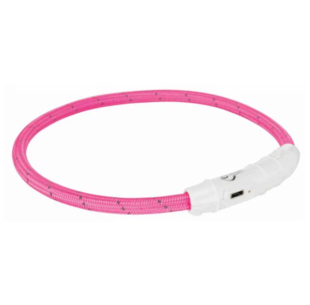 Ошейник Trixie Flash Light USB L-XL светящийся, с отражающей полосой, 65 см х 7 мм, розовый