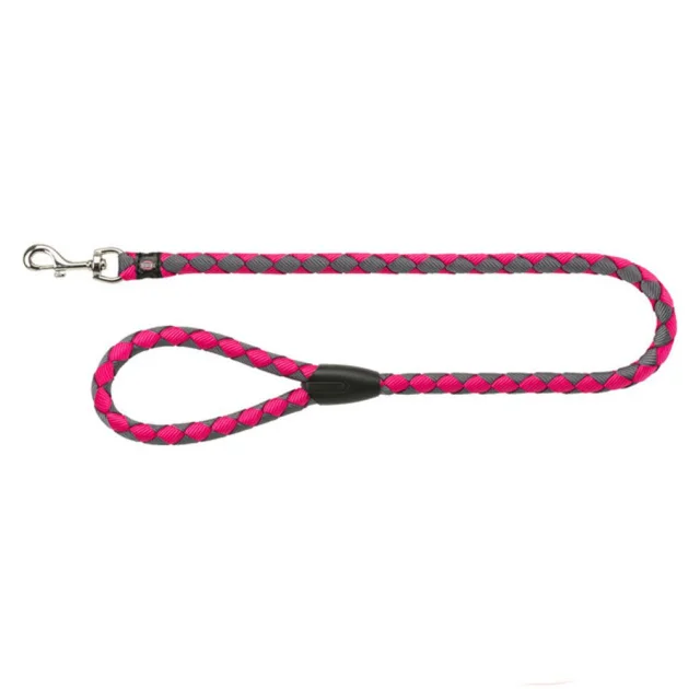 Поводок Trixie Cavo Lead для собак, плетёный, круглый, размер S-M, 1 м/12 мм, фуксия/графит