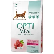 Сухой корм Optimeal для взрослых кошек, с телятиной, 4 кг
