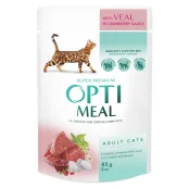 Влажный корм Optimeal для взрослых кошек, с телятиной в клюквенный соусе, 85 г