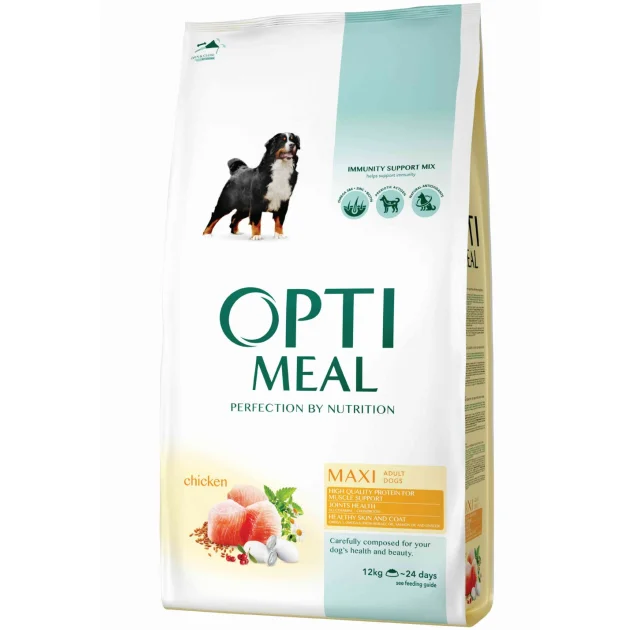 Сухой корм Optimeal для взрослых собак крупных пород, с курицей, 12 кг