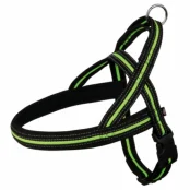Шлея нейлоновая Trixie Fusion для собак, норвежская, 30–50 cм/25 мм, чёрная/зелёная