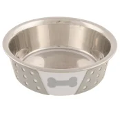 Миска Trixie для собак, металл с силиконовым покрытием, бело-серая, 0,75 л/17 см