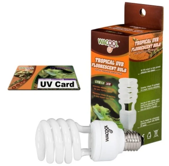 Лампочка Е27 WACOOL Tropical UVB 5.0 26 Вт + UV card