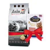 Деревний наповнювач AnimAll, що комкується, для котів, 2.1 кг + подарунок Деревний наповнювач AnimAll, що комкується, для котів, 2.1 кг + подарунок