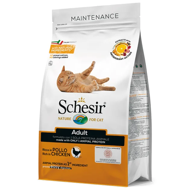 Сухой корм Schesir Cat Adult Chicken с курицей, монопротеиновый, для взрослых котов, 10 кг