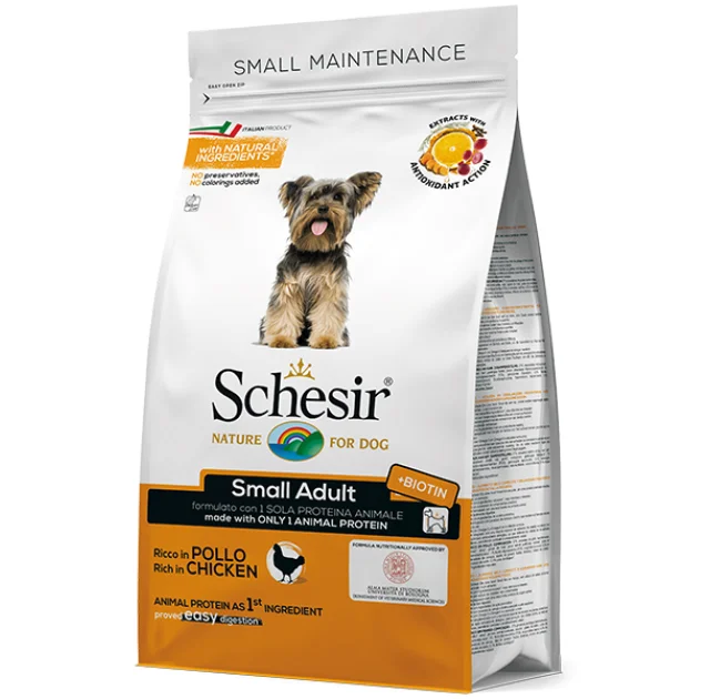 Сухий корм Schesir Dog Small Adult Chicken з куркою, монопротеїновий, для собак малих порід, 800 г