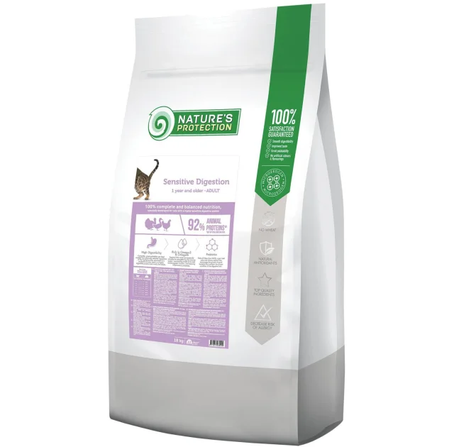 Сухой корм Natures Protection Sensitive Digestion для кошек с чувствительным пищеварением, 18 кг