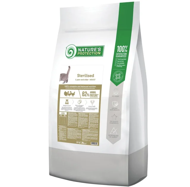 Сухой корм Natures Protection Sterilised Adult для стерилизованных котов, 18 кг