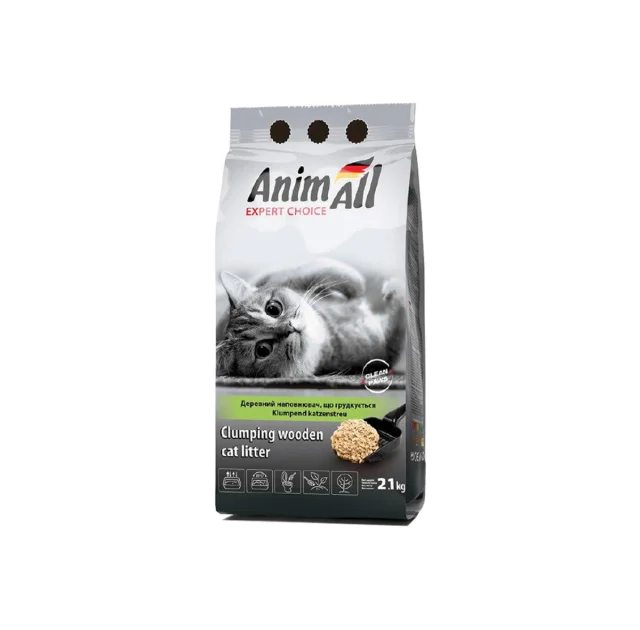 Деревний наповнювач AnimAll, що комкується, для котів, 2.1 кг + подарунок
