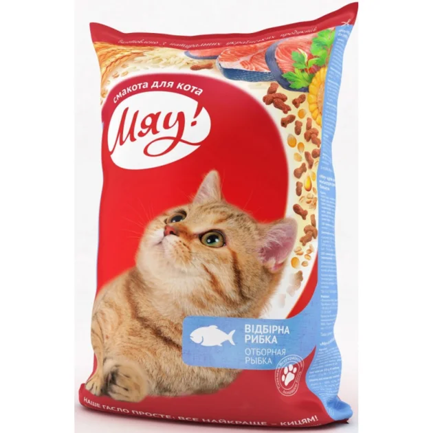 Сухой корм Мяу с рыбой для котов, 14 кг