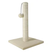 Когтеточка AnimAll с бубоном для кошек, джут, белая, 24х24х37 см