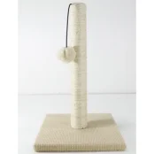 Когтеточка AnimAll с бубоном для кошек, джут, белая, 30х30х42 см