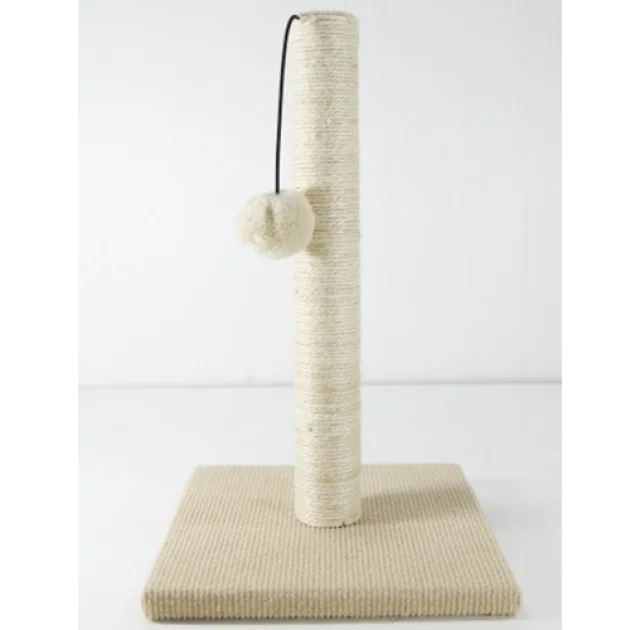 Когтеточка AnimAll с бубоном для кошек, джут, белая, 30х30х42 см