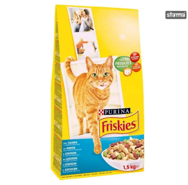 Сухой корм Purina Friskies для кошек, с лососем и овощами, 1.5 кг