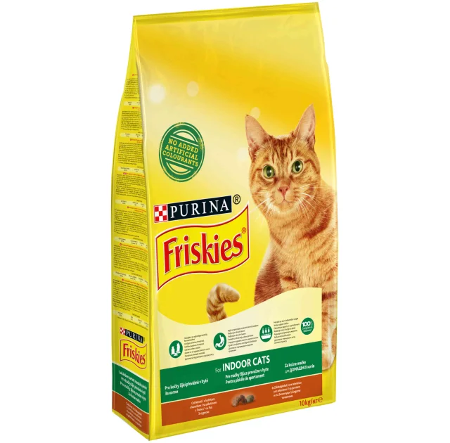Сухой корм Purina Friskies Indoor Cat для кошек живущих в помещении, с курицей и овощами, 10 кг