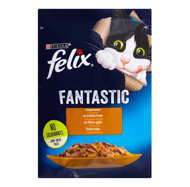 Влажный корм Purina Felix Fantastic для кошек, с индейкой, 85 г