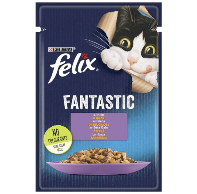 Влажный корм Purina Felix Fantastic для кошек, с ягненком, 85 г