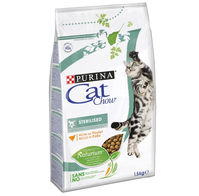 Сухой корм Purina Cat Chow Sterilised для стерилизованных кошек, с курицей, 1.5 кг