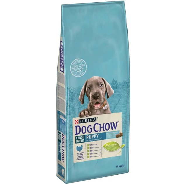 Сухий корм Purina Dog Chow Puppy Large Breed для цуценят великих порід, з індичкою, 14 кг